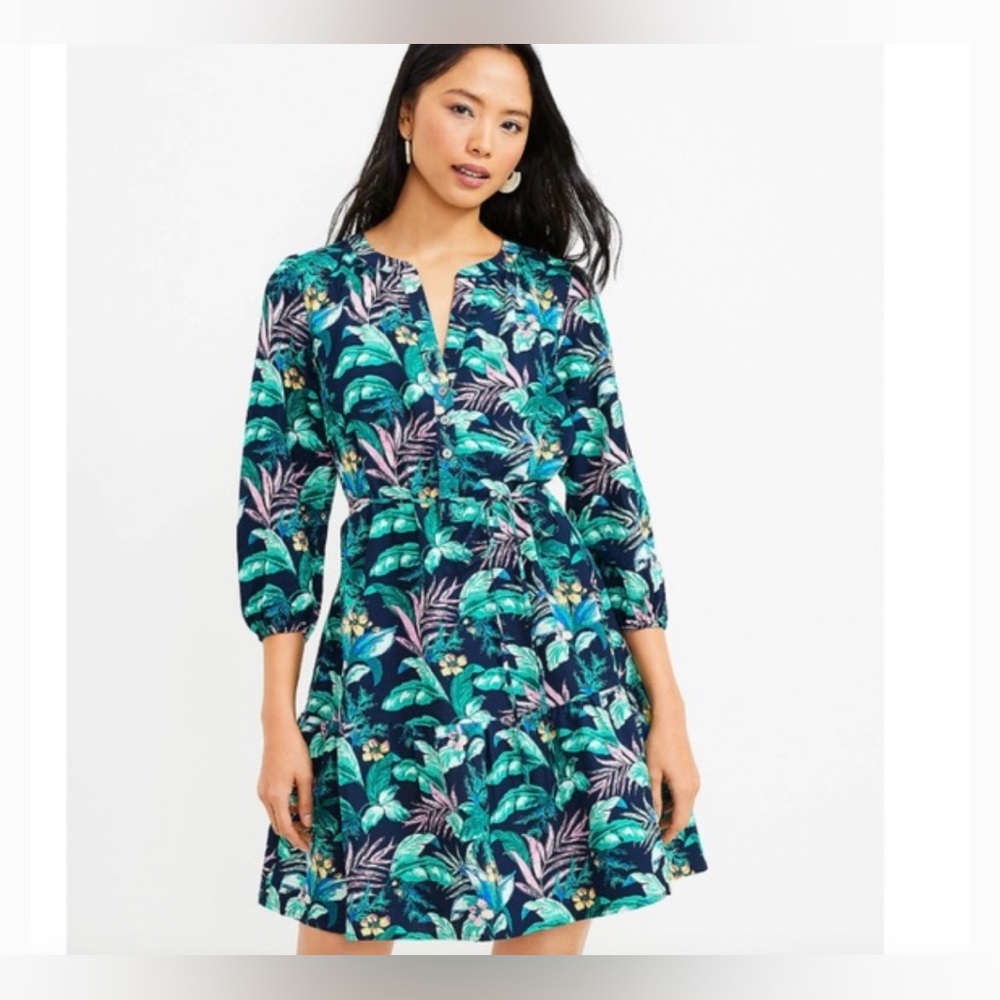 LOFT Tropical Henley dress
